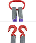 Beefy Heavy Duty Lifting Slings with Hooks 5 Ft 2 Pack Polyester Webbing Rigging Straps 4,409 Lb Capacity Purple, red hooks