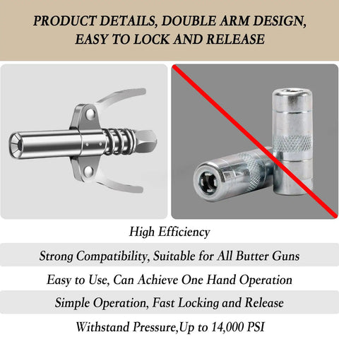 Grease Gun Accessory Kit With Two Heavy Duty Couplers Twelve Inch Flexible Tube And Nine Nipple Nozzle Ends M6 M8 M10