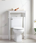 Over The Toilet Storage Shelf Space Saver Tall 37 Inches With Fixed Shelf And Open Grid Design Freestanding Bathroom Organizer