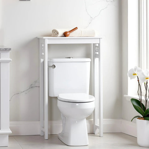 Over The Toilet Storage Shelf Space Saver Tall 37 Inches With Fixed Shelf And Open Grid Design Freestanding Bathroom Organizer