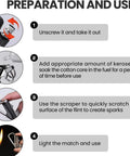 Preparation and use instructions for All In One 3 In 1 Outdoor Lighter With Windproof Flame Reusable Match And Built In Multitool Keychain Bottle Opener Waterproof And Lightweight Everyday Carry Ready Design Two Tone Gold And Silver Finish For Any Adventure.