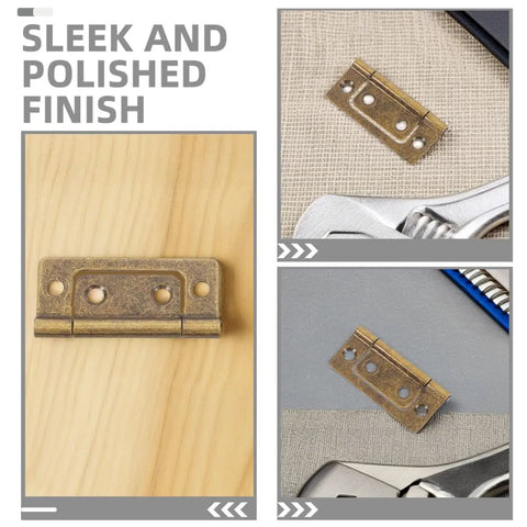Heavy Duty Stainless Steel Cabinet Door Hinges 10 Pack, Flush Mount Non Mortise Hinges with hardware on wood display