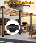 4 Way Pergola Brackets Kit Heavy Duty 4x4 Wood Corner Brackets With Screws, pergola on patio, stable design, actual size 3.65 x 3.65 in