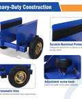 Heavy Duty Drywall Cart And 550 Lb Panel Mover With Smooth Rolling Pneumatic Wheels showing adjustment knob and pneumatic tires.