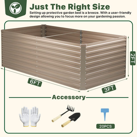 Galvanized Raised Garden Bed Kit For Vegetables Flowers And Herbs Tall Metal Garden Bed With Tools Gloves Plant Labels Brown 6x3x2 Ft Deep