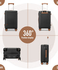 Carry On Luggage With Spinner Wheels That Fits 22 By 14 By 9 Inches, Airline Approved Hard Shell Carry On With TSA Lock, 360-degree view