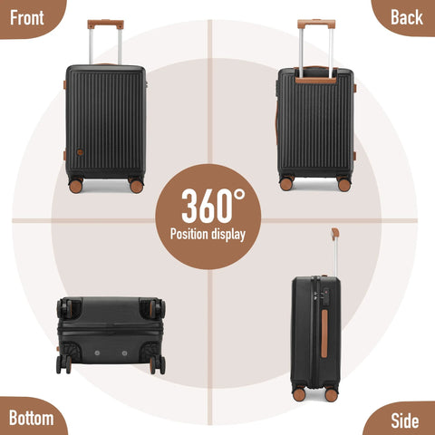 Carry On Luggage With Spinner Wheels That Fits 22 By 14 By 9 Inches, Airline Approved Hard Shell Carry On With TSA Lock, 360-degree view