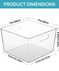 Extra Large Clear Plastic Storage Bins 4 Pack 11x11 Cube Organizer Squares With Handles For Pantry Closet Kitchen Bathroom Under Sink