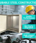 Heavy Duty Carbon Steel Electrical Enclosure 10x8x6 Inch IP66 Waterproof Metal Junction Box with open door, showcasing durable construction.
