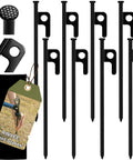 8 Pack Heavy Duty Tent Stakes Forged Steel Camping Stakes For Ground Outdoor Canopies And Tents with carrying bag