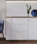 White cabinets with Champagne Bronze Cabinet Handles With 3 Inch Hole Spacing Stainless Steel Drawer Pulls in modern kitchen.