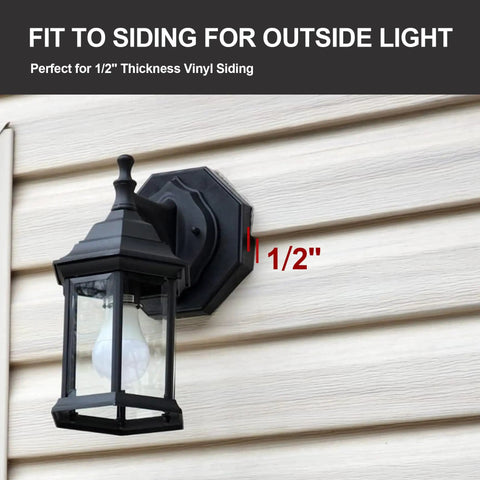 Vinyl Siding Light Mounting Block For Half Inch Lap Panels, Outdoor Wall Mount Hooks For Hanging Lamps, Vertical Mounting Block With Built In Electrical Box For Exterior Use Black on 1/2" vinyl siding