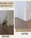 Before and after using Baseboard Corner Blocks Self Adhesive Rubber Safety Protectors for Walls and Furniture Edge Guard Cushions White 8 Pieces