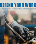 Person using wrench with Nitrile Coated Work Gloves With MicroFoam Grip, Seamless Knit Nylon And Spandex, Medium Size M 12