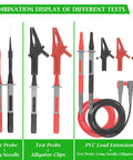 Combination display of Double Insulated Multimeter Test Lead Kit With 4mm Banana Probes Alligator Clips And 0.7mm Needle Probe