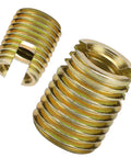 Top Pick Heavy Duty 20Pcs Carbon Steel Self Tapping Thread Inserts Yellow Zinc Plated set showcasing two inserts, durable construction.