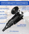 Black handheld pneumatic chamfering tool with 1/4 inch air inlet for metal and wood beveling