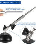 Jewelry Soldering Kit With Silver Solder Wire And Butane Torch, third hand tweezer with round base on white background
