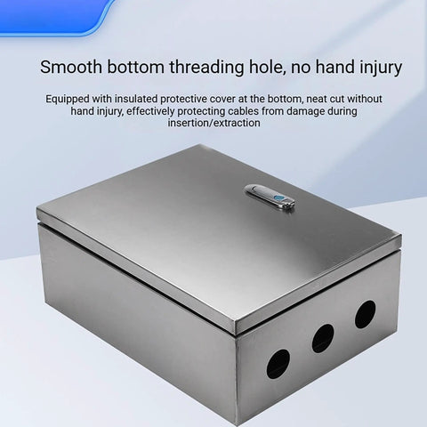 Heavy Duty Stainless Steel Outdoor Electrical Junction Box Waterproof Weatherproof Enclosure For Rugged Environments Pro Grade Corrosion Resistant Rainproof Dustproof Protection Easy Access And Durable Construction with smooth bottom threading holes