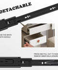 Beefy 14 Inch Full Extension Drawer Slides 6 Pairs Ball Bearing Side Mount With 3 Fold Full Extension, Image Showing Detachable Feature