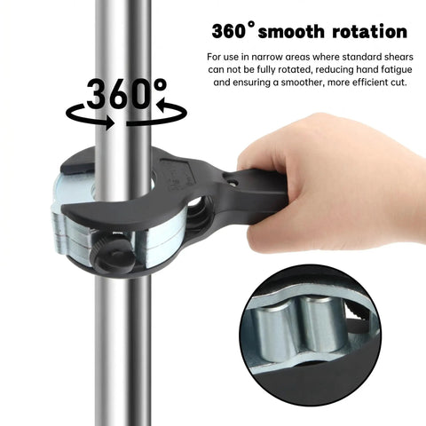 2-In-1 Ratcheting Pipe Cutter For Tight Spaces With Included Gloves, No-Fuss Cuts Copper PVC PPR And Plastic Tubing From 5/16 To 1-1/8 Inch, Close Quarters Tube Cutter For Pro Or DIY Maintenance, Smooth And Precise Cut, 360° rotation close-up