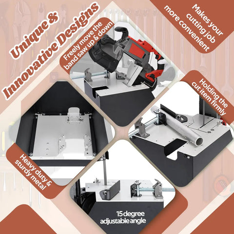 Heavy Duty Alloy Steel Portable Band Saw Stand for 2729-20 Milwaukee Portable Bandsaw, showing versatile table design