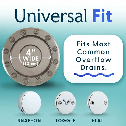 Bottomless Bath Overflow Drain Cover In Polished Bronze Tub Accessory with 4" diameter, fitting most overflow drains.