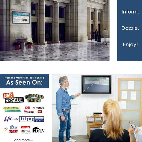Indoor TV Enclosure For 42 To 50 Inch Screens Built Like A Tank With Shatterproof Front Panel in public and classroom settings.