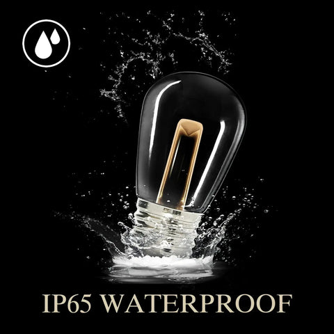 Outdoor Waterproof S14 LED Decorative Bulb Warm White 2400K 1W Low Wattage 10W Equivalent E26 Base in water splash
