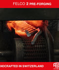 F2 Pruning Shears 9 Inch Swiss Made Garden Clippers being forged with heat in a Swiss workshop, showcasing the pre-forging process.