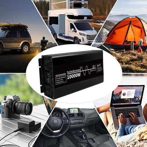 Badass 10000W Power Inverter transforms 24V 48V 60V batteries into 110V 220V AC output, ideal for RV and camper setups.