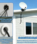Rock The Perfect Starlink Wall Setup With This Super Sleek Routing Kit For Gen2 And Gen3 Dishes Plus Mini Ethernet Models, Includes 34 Inch Drill Bit White Steel Seal Clips Ties To Keep Cables Neat And Mess-Free Easy Install, wall-mounted Starlink cable routing kit on house