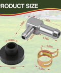 Fuel Tank Stem And Bushing Kit For Ride On Mowers Fits Husqvarna Craftsman AYP Poulan Pro Roper Weed Eater Series Top Notch Aftermarket Parts With 532139277 532003645 139277 showcasing stem, bushing, and clamp sizes