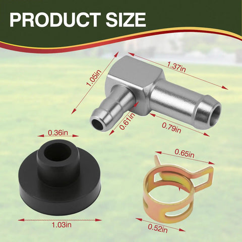 Fuel Tank Stem And Bushing Kit For Ride On Mowers Fits Husqvarna Craftsman AYP Poulan Pro Roper Weed Eater Series Top Notch Aftermarket Parts With 532139277 532003645 139277 showcasing stem, bushing, and clamp sizes