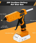 Cordless 100W Hot Glue Gun For 20V MAX Battery Tool Only Wireless Full Size Glue Gun With 12 Glue Sticks Included For Art DIY