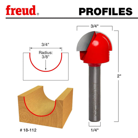 Top Shelf Carbide Router Bit With 1/4 Inch Shank And 3/4 Inch Cutter For CNC Machines Nailing Clean Engraving Flutes On Hardwood Drawer Fronts And Softwood Projects Like A Boss, showing 3/8 radius profile.