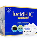 LucidHJC Lens Cleaning Wipes box, 400 individually wrapped pre-moistened wipes for eyeglasses and screens