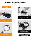 Electric Portafilter Cleaner Slaps Coffee Grounds Out Of Your Filter Effortlessly, showing automatic coffee cleanup features.