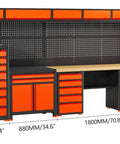 Heavy Duty Rolling Tool Cabinet With Consumables Parts Divider Cabinet For Workshop, Industrial Steel Storage Cart With Locking Doors, Rust Proof Finish, Scratch Resistant Surface And Easy Glide Wheels, 1800mm workbench