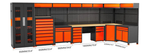 Heavy Duty Rolling Tool Cabinet With Consumables Parts Divider Cabinet For Workshop, Industrial Steel Storage Cart With Locking Doors, Rust Proof Finish, Scratch Resistant Surface And Easy Glide Wheels, 1800mm workbench