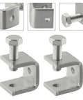 Heavy Duty Stainless Steel C Clamp Set for Welding and Metalwork, Rust Resistant Desk Clamps shown in close-up with threaded holes