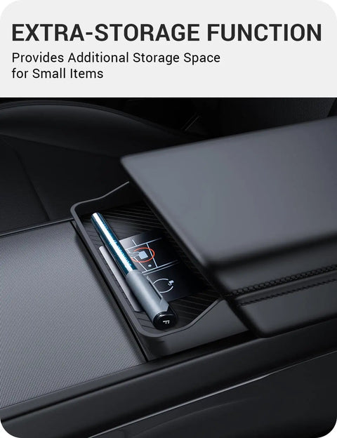 Tesla Model 3 And Model Y Center Console Sunglasses Holder And Armrest Storage Box, anti-slip design, extra storage feature