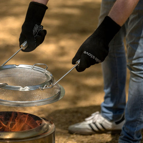 High Heat Grill Gloves For Cooking And BBQ, Oven Mitts With Universal Fit, Non Slip Grip, handling hot coals with a mesh screen