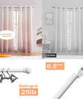 Matte White Curtain Rod Set 28 To 48 Inch 2 Pack With Brackets Splicing Adjustable Curtain Rod For Bedroom Kitchen