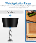 Non Slip Black PVC Furniture Pads Set With Metal Washers showing application on furniture and cutting boards