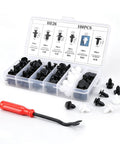 100 Piece Car Rivets Fasteners Kit With 6.3mm 8mm 9mm 10mm Multi Size Bumper Retainer Clips, Heavy Duty Plastic Auto Fastener Set For Cars And Trucks, Black, in organizer box