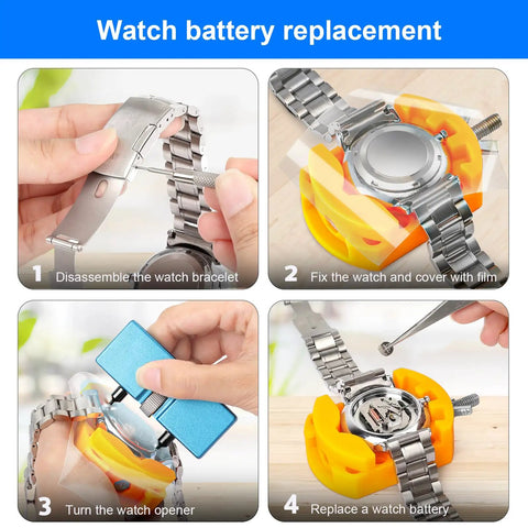 Grooved Watch Back Opener Kit For Notched Cases - Wrench Tool To Rotate Open The Grooved Case Back, DIY Ready Repair