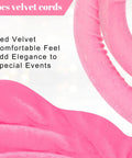 Six Pieces Velvet Stanchion Rope Set With Gold Hooks 4 Feet Each Pink Carpet Ropes For Movie Theaters Hotels And Red Carpet Events That Deliver Party Ready Crowd Control Barriers With Elegant Easy Setup shown in close detail with pink velvet texture.