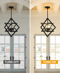 Modern Eighteen Inch Black Chandelier Four Light Industrial Pendant Effortless Setup For Dining Room And Kitchen Island total home vibe upgrade lit and unlit.