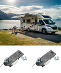 Two Piece Flush Mount Trailer Access Door Latch Set With Push Button Cylinder Closure for paired baggage panels displayed
